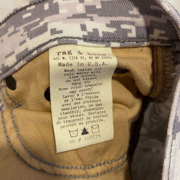Rag & Bone Grey Camo Skinny Jeans Size 24 Style# W1502O337 - Picture 9 of 11